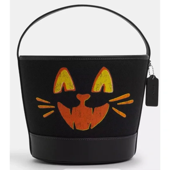COACH HALLOWEEN CAT Trick Or Treat Bucket In Regenerative Cotton - Picture 1 of 4